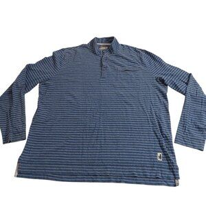 Johnnie-O Hangin Out Blue Striped Long Sleeve Henley Shirt Men Size XL Cotton